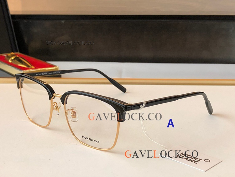 Mont blanc Black Gold Half Frame Clear Lens Eyeglasses